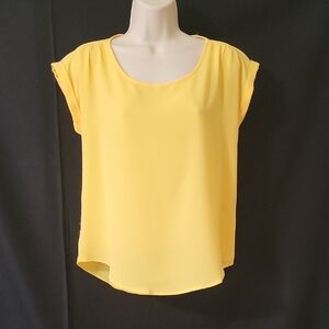 Get 50% OFF, Pink Rose Yellow Blouse, Size S